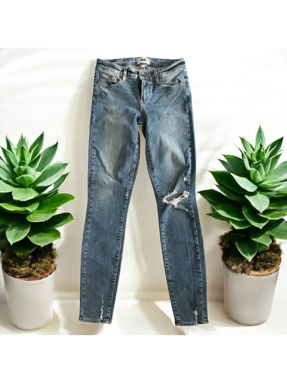 PAIGE Womens Distressed Skinny Jeans Size 25